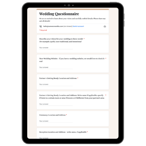 The Wedding Questionnaire